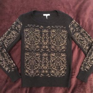 Sandro long-sleeve sweater with gold stitching